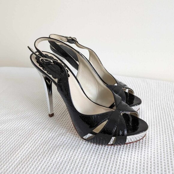 Black Aldo Strappy Stiletto Heels - Picture 1 of 6